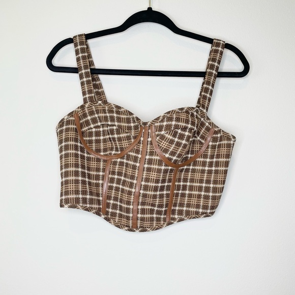 Cider check corset set tank top bustier and shorts size Medium - Picture 4 of 8